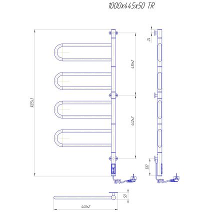 Sèche-serviettes électrique pivotant TRISTAR 105 W/230 V 102,5 x 44,5 cm IP44 inox/chrome brillant