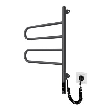 Sèche-serviettes électrique pivotant TRISTAR 75W/230V 60x44,5 cm IP44 inox/noir