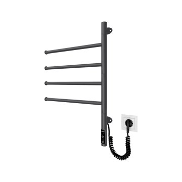 Sèche-serviettes électrique pivotant VEER 50W/230V 62,5x44,5 cm inox/noir