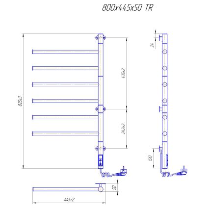 Sèche-serviettes électrique pivotant VEER 80W/230V 80x44,5 cm inox/noir