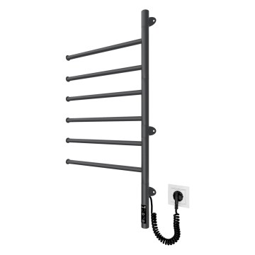 Sèche-serviettes électrique pivotant VEER 80W/230V 82,5x44,5 cm inox/noir