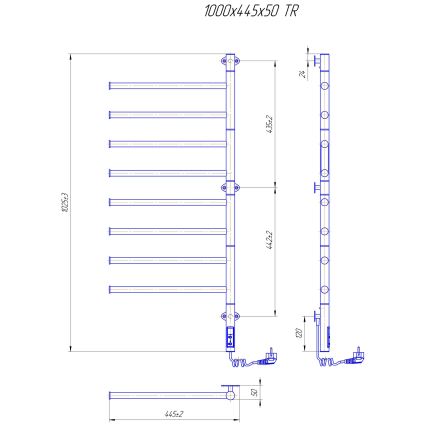 Sèche-serviettes électrique pivotant VEER 95W/230V 102,5x44,5 cm inox/noir