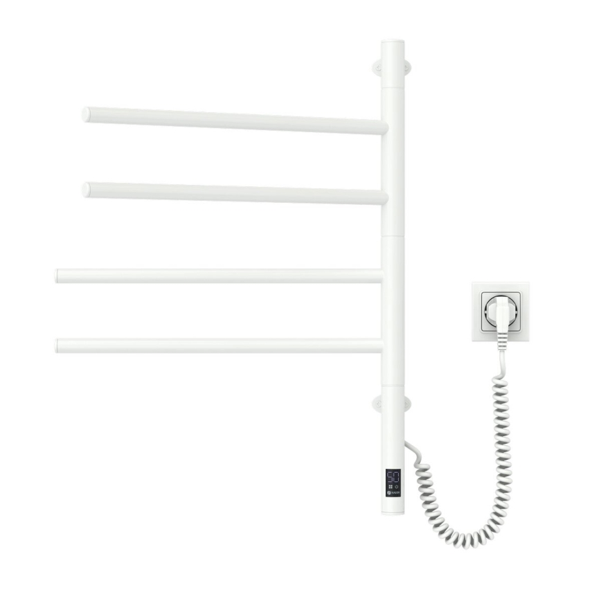 Sèche-serviettes électrique rotatif avec thermostat ARABESQUE, 60 W, 65 x 49 cm, blanc