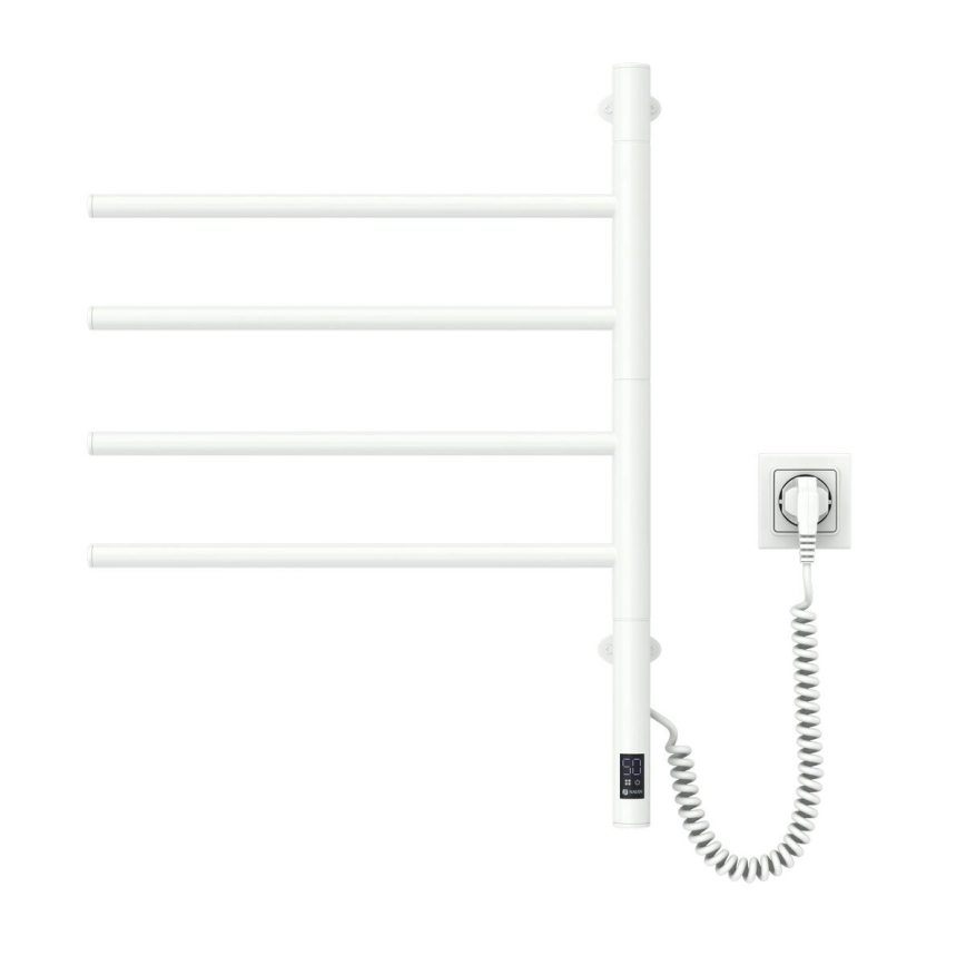 Sèche-serviettes électrique rotatif avec thermostat ARABESQUE, 60 W, 65 x 49 cm, blanc