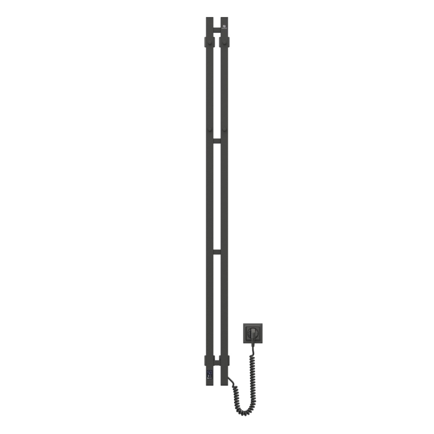 Sèche-serviettes électrique avec thermostat SILOUETTE 200W/230V 150,6cm IP44 noir, version droite