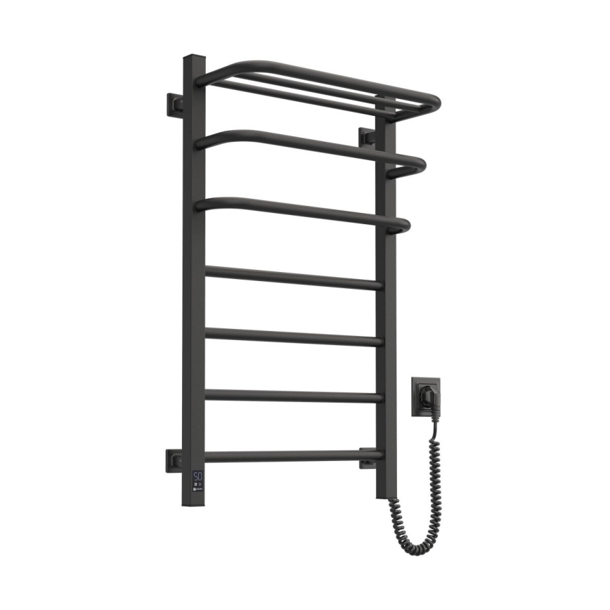 Sèche-serviettes électrique thermostatique FORTIS 155 W 80 x 48 cm noir, version droite