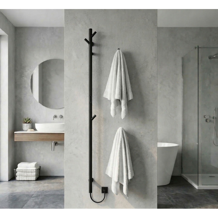 Sèche-serviettes électrique vertical 172 cm, 46 W, noir