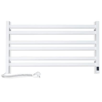 Sèche-serviettes en échelle pour salle de bains AVANGARD avec thermostat, 300W/230V, 50,6 cm, IP44, blanc, raccordement à gauche, profil carré