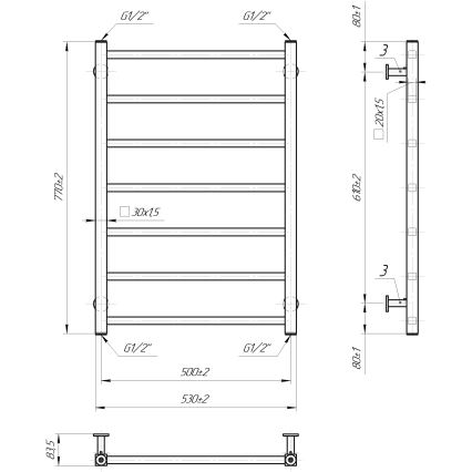 Sèche-serviettes en échelle INOX TOKIO 161W/230V 77x53 cm inox/blanc