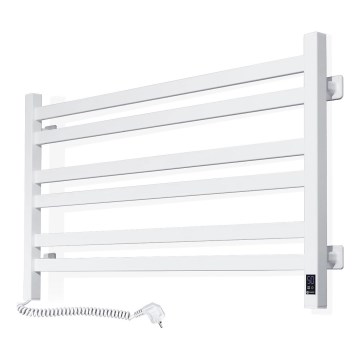 Sèche-serviettes en échelle pour salle de bains AVANGARD avec thermostat, 300W/230V, 50,6 cm, IP44, blanc, raccordement à gauche, profil carré
