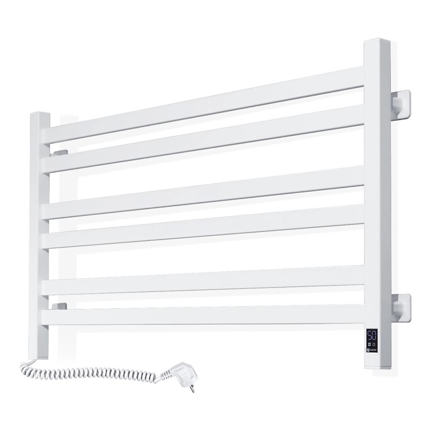 Sèche-serviettes en échelle pour salle de bains AVANGARD avec thermostat, 300W/230V, 50,6 cm, IP44, blanc, raccordement à gauche, profil carré