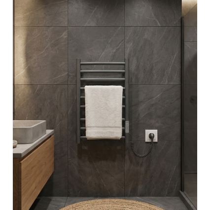 Sèche-serviettes en échelle pour salle de bains CLASSIC 65W/230V 66x42 cm inox/anthracite droite