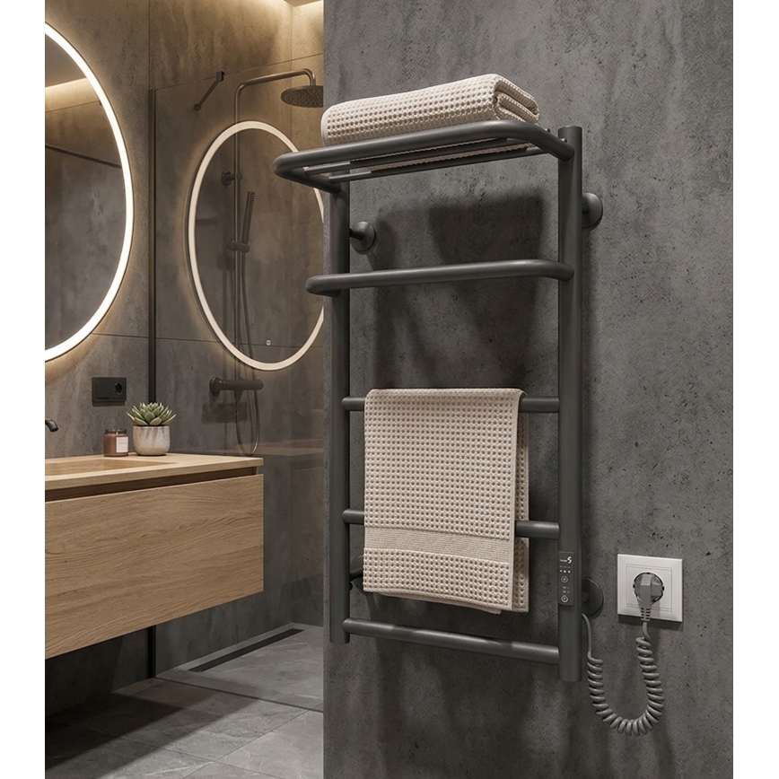 Sèche-serviettes en échelle pour salle de bains HOTEL 75W/230V 66x42 cm inox/anthracite, côté droit