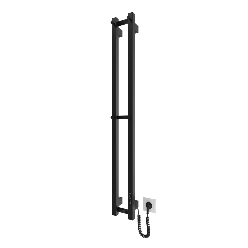 Sèche-serviettes HF SLIM 80W/230V 117x14 cm noir, au design angulaire, IP44