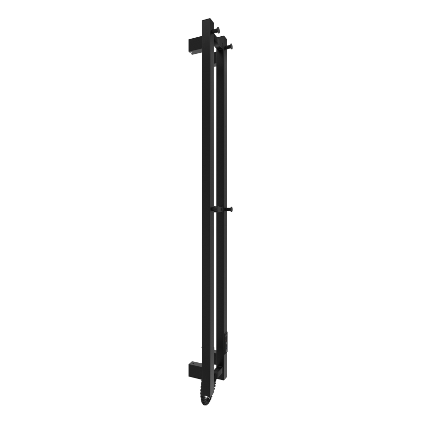 Sèche-serviettes HF SLIM 80W/230V 117x14 cm noir, au design angulaire, IP44