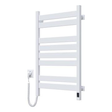 Sèche-serviettes LARGO pour salle de bains avec thermostat, 432W/230V, 80,6 cm, IP44, blanc, version gauche, profil carré