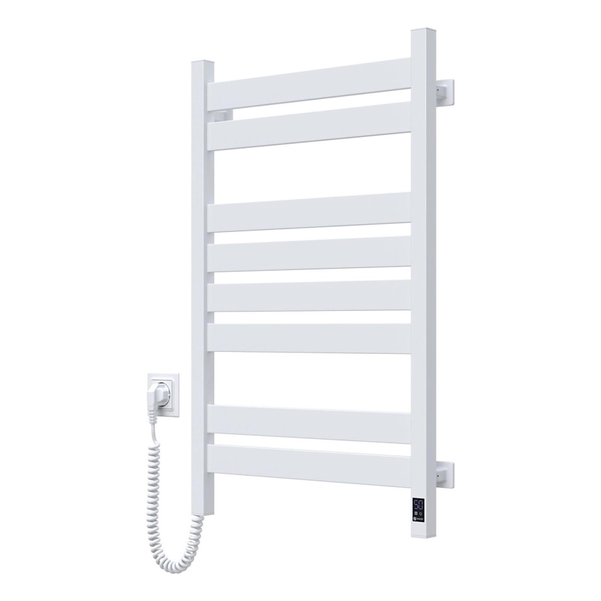 Sèche-serviettes LARGO pour salle de bains avec thermostat, 432W/230V, 80,6 cm, IP44, blanc, version gauche, profil carré