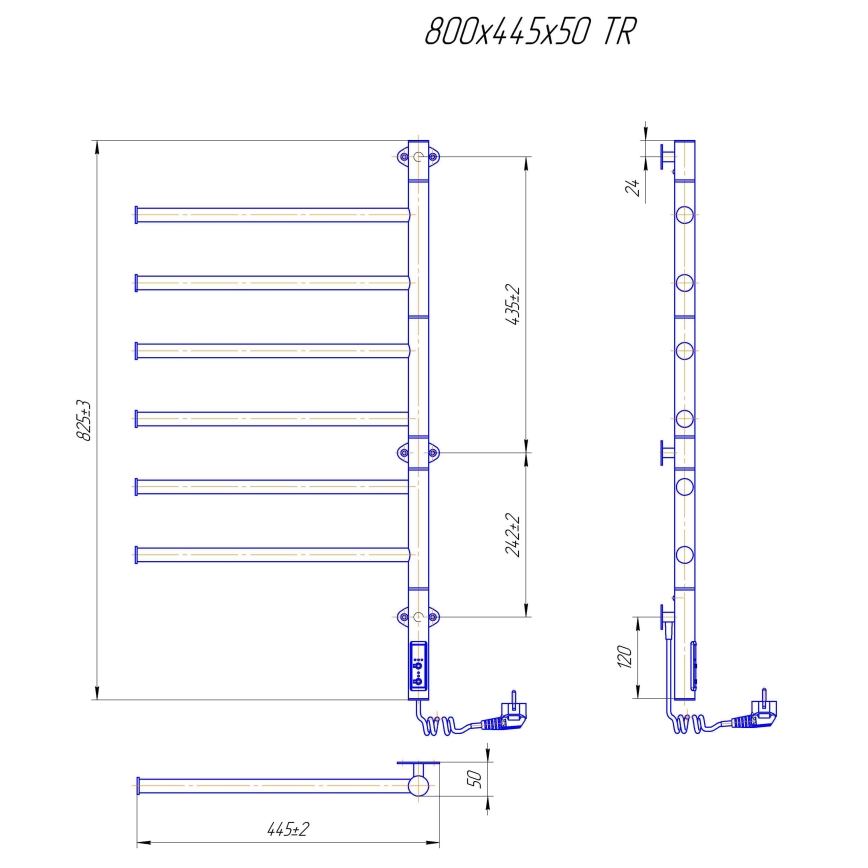 Sèche-serviettes électrique pivotant VEER 80W/230V 82,5x44,5 cm inox/chrome brillant