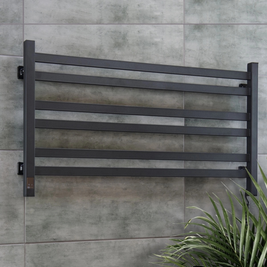 Sèche-serviettes de salle de bains AVANGARD en échelle avec thermostat 316W/230V 50,6 cm IP44 noir, version droite, profil carré