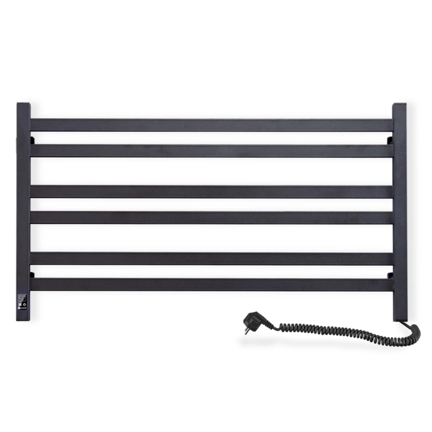 Sèche-serviettes de salle de bains AVANGARD en échelle avec thermostat 316W/230V 50,6 cm IP44 noir, version droite, profil carré