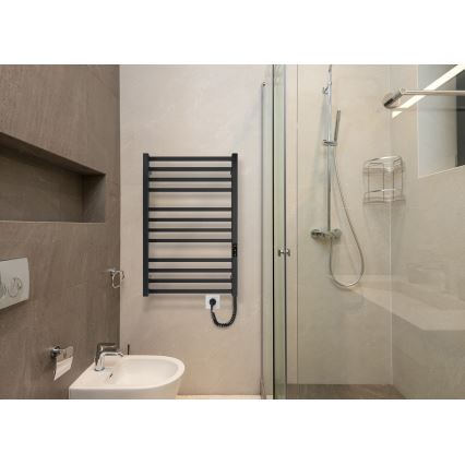 Sèche-serviettes pour salle de bains HF LONDON 165W/230V 77x53 cm, noir, version droite