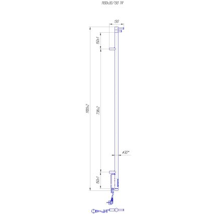 Sèche-serviettes RAY 25 W/230 V 110 x 30 cm IP44 inox/anthracite