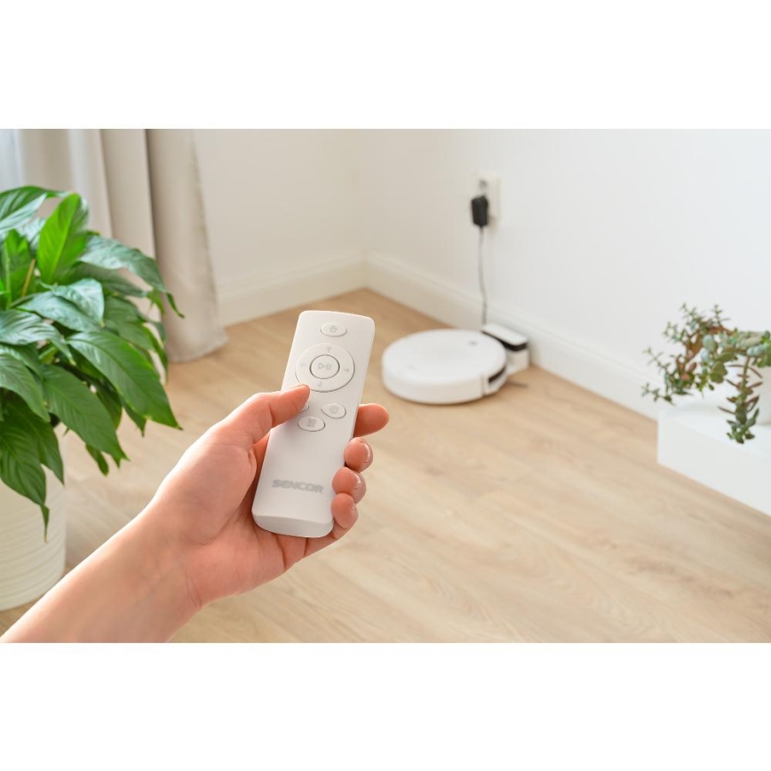 Sencor - Aspirateur robot avec une serpillère 2en1 18W/1500 mAh blanc + Télécommande