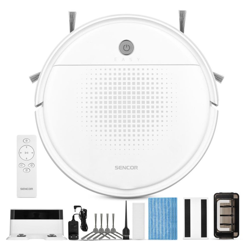 Sencor - Aspirateur robot avec une serpillère 2en1 18W/1500 mAh blanc + Télécommande