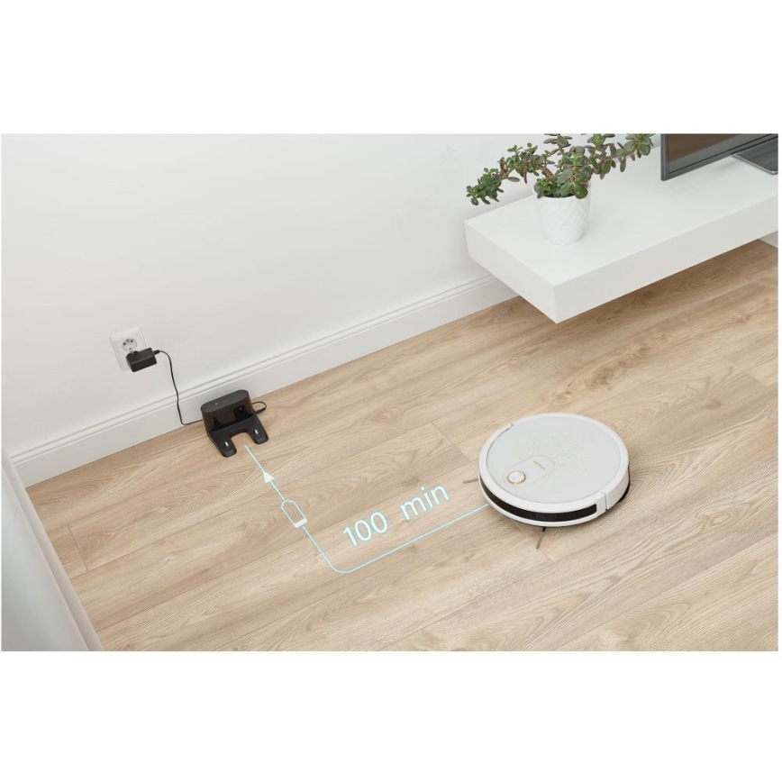 Sencor - Aspirateur robot connecté avec une serpillère 2en1 28W/2600 mAh Wi-Fi blanc + Télécommande