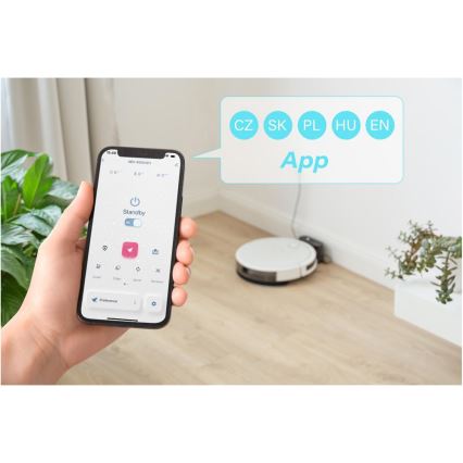 Sencor - Aspirateur robot connecté avec une serpillère 2en1 28W/2600 mAh Wi-Fi blanc + Télécommande