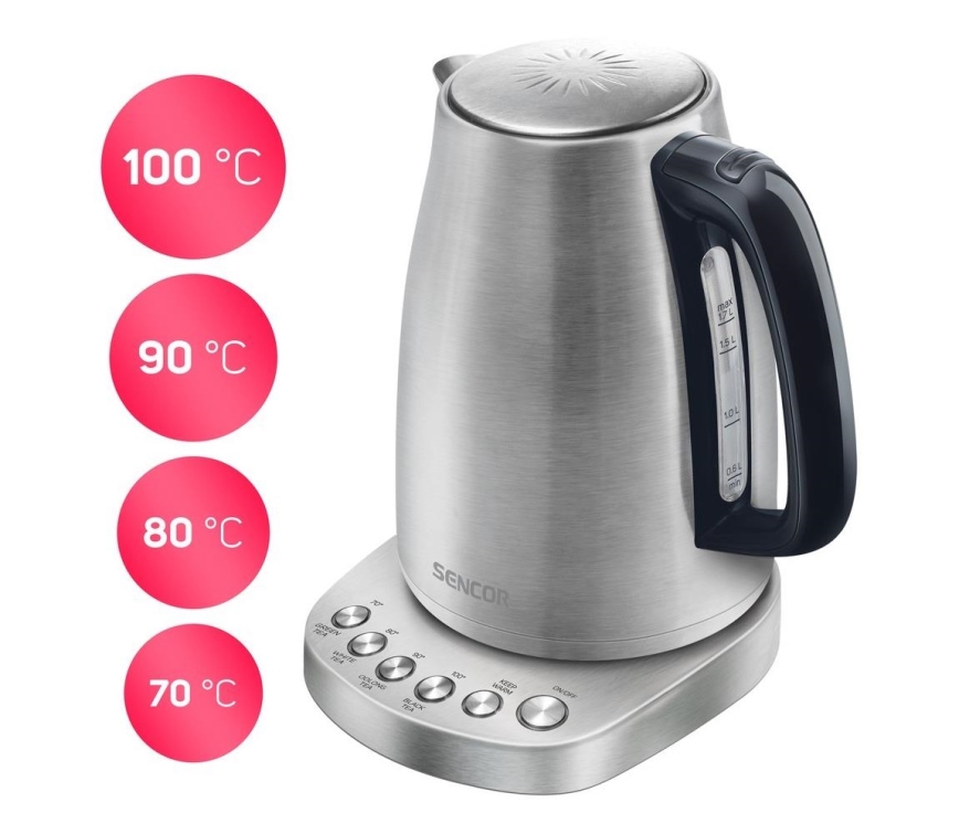 Sencor - Bouilloire à thermorégulation 1,7 l 2200W/230V acier inoxydable