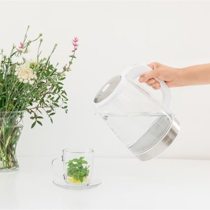 Sencor - Bouilloire à thermorégulation avec rétro-éclairage LED 2 l 2200W/230V blanche