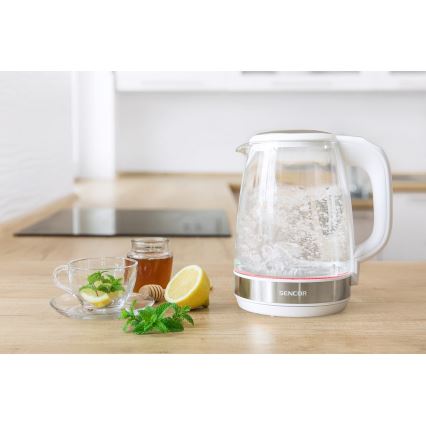 Sencor - Bouilloire à thermorégulation avec rétro-éclairage LED 2 l 2200W/230V blanche