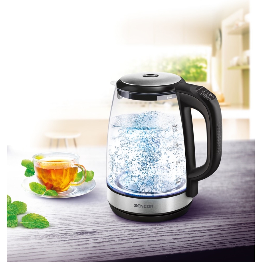 Sencor - Bouilloire à thermorégulation avec rétro-éclairage LED 2 l 2200W/230V