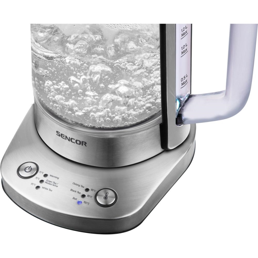 Sencor - Bouilloire électrique à ébullition rapide avec réglage de la température 1,5 l 1500W/230V en acier inoxydable