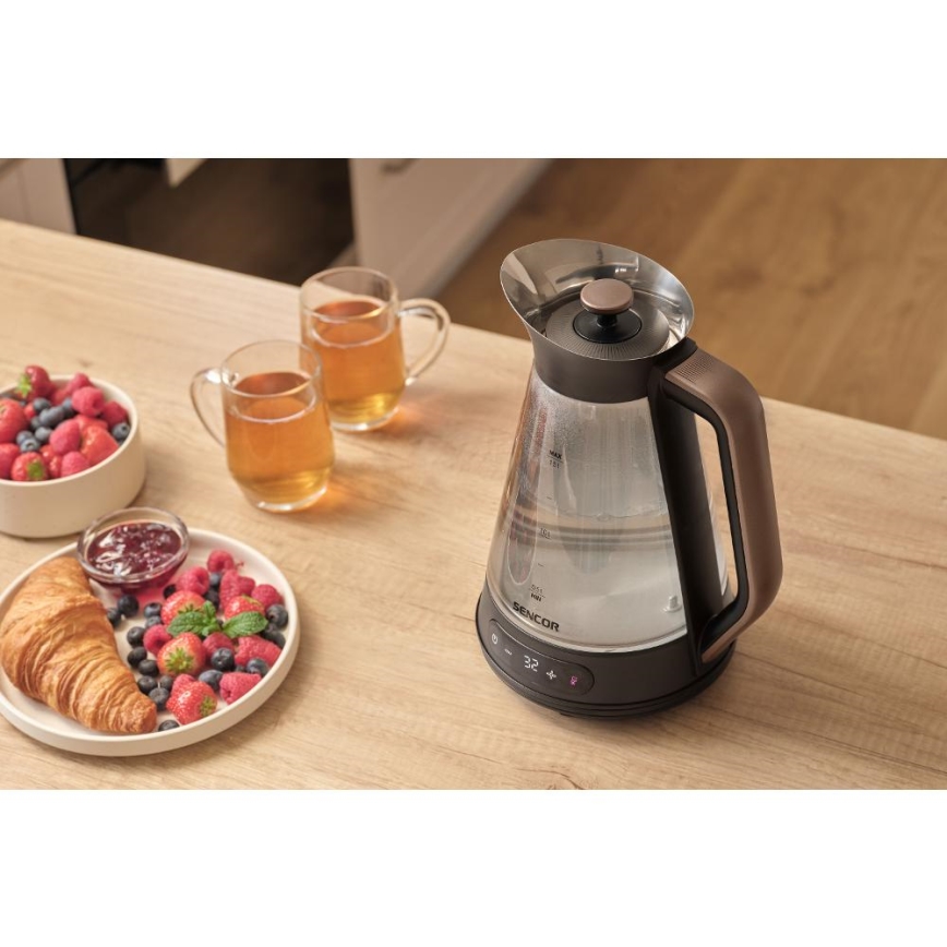 Sencor - Bouilloire électrique à réglage de température 1,5 l 2150 W/230 V noire/or rose