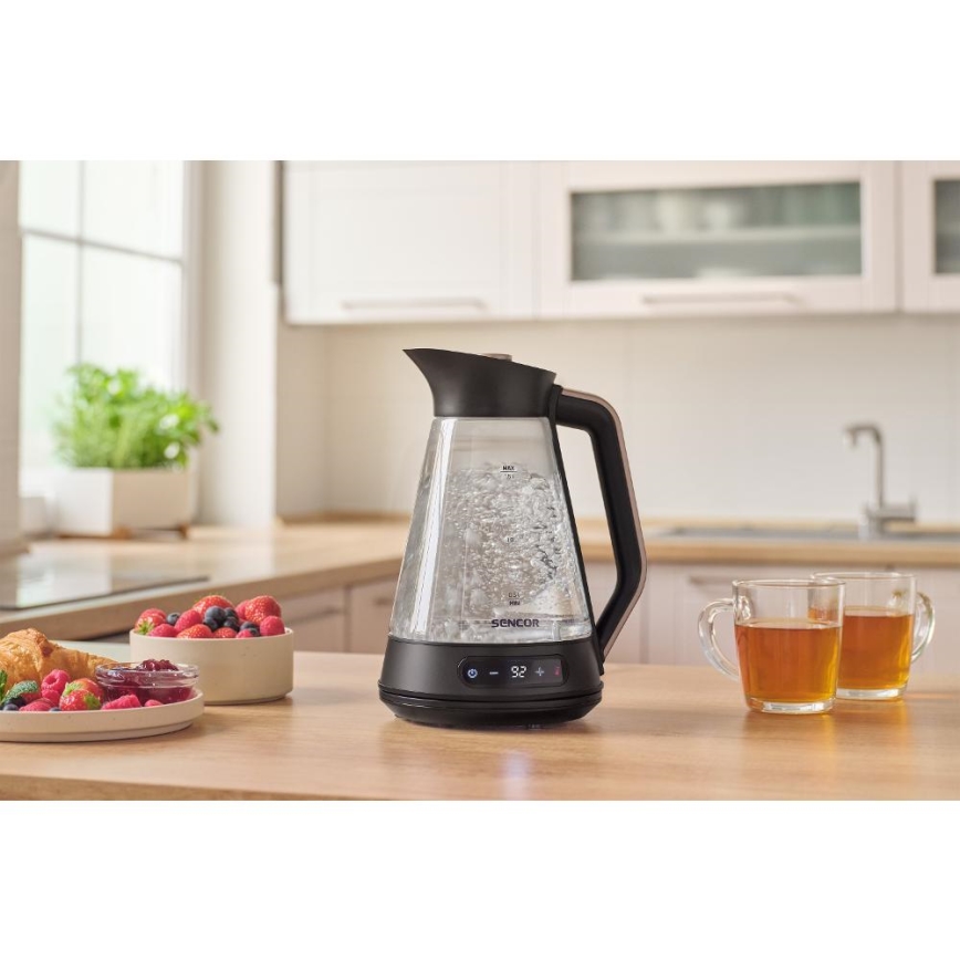 Sencor - Bouilloire électrique à réglage de température 1,5 l 2150 W/230 V noire/or rose