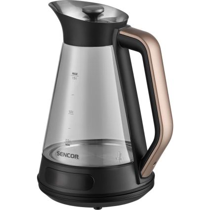 Sencor - Bouilloire électrique à réglage de température 1,5 l 2150 W/230 V noire/or rose