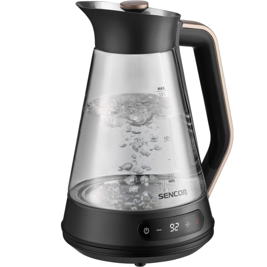 Sencor - Bouilloire électrique à réglage de température 1,5 l 2150 W/230 V noire/or rose