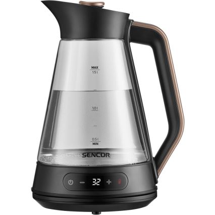 Sencor - Bouilloire électrique à réglage de température 1,5 l 2150 W/230 V noire/or rose