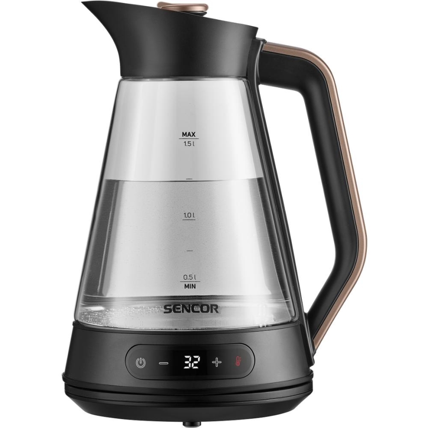 Sencor - Bouilloire électrique à réglage de température 1,5 l 2150 W/230 V noire/or rose