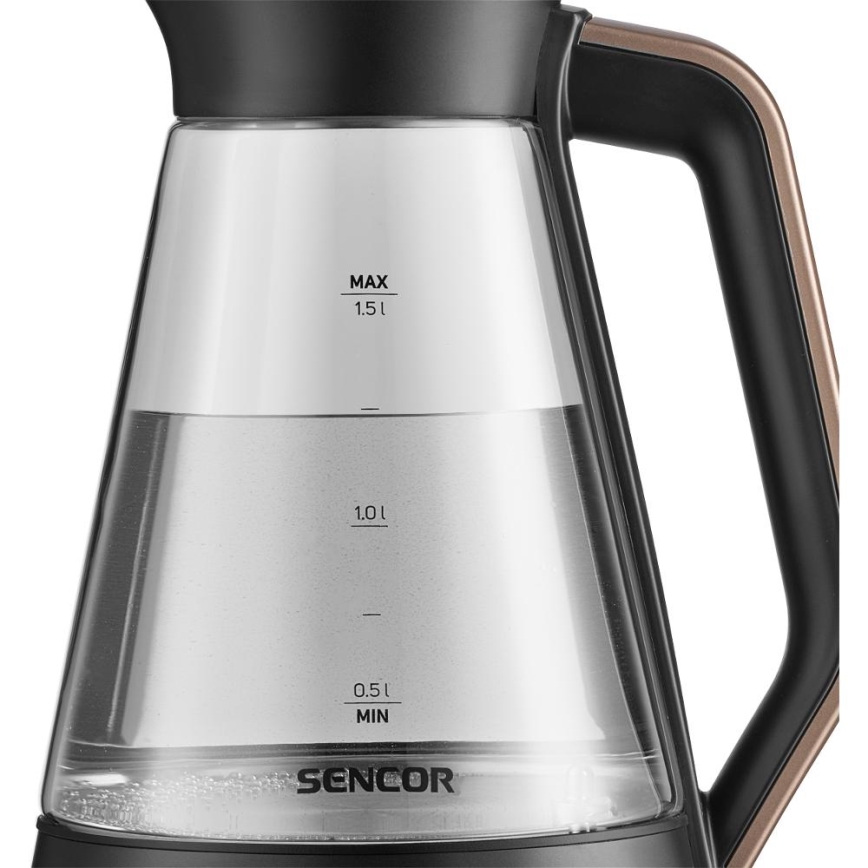 Sencor - Bouilloire électrique à réglage de température 1,5 l 2150 W/230 V noire/or rose
