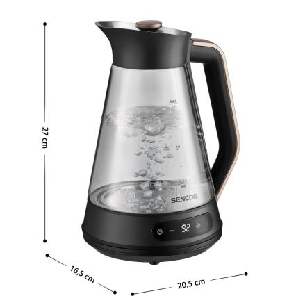 Sencor - Bouilloire électrique à réglage de température 1,5 l 2150 W/230 V noire/or rose