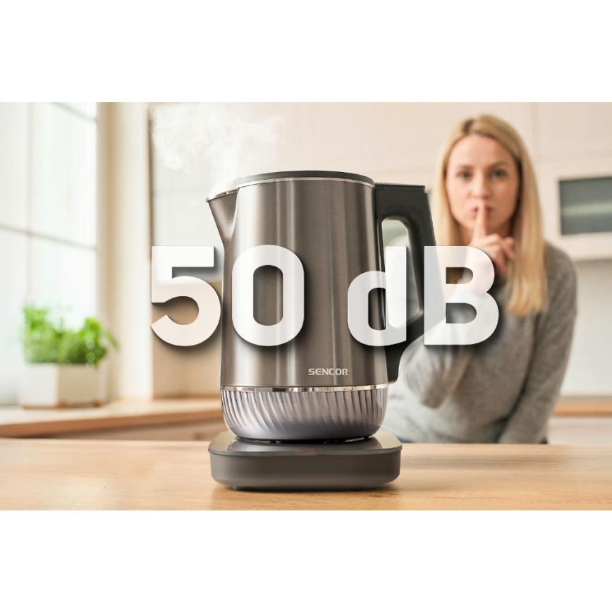 Sencor - Bouilloire électrique à régulation de la température, 1,7 l, 1800 W/230 V, acier inoxydable