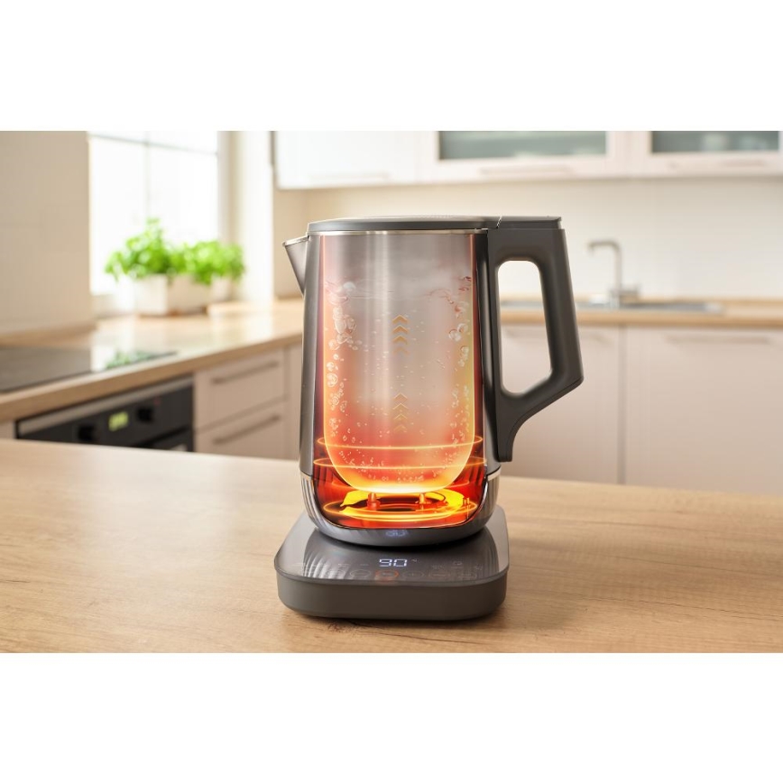 Sencor - Bouilloire électrique à régulation de la température, 1,7 l, 1800 W/230 V, acier inoxydable