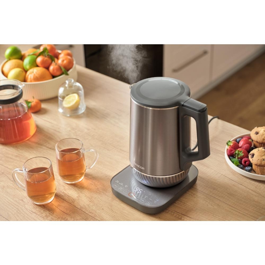 Sencor - Bouilloire électrique à régulation de la température, 1,7 l, 1800 W/230 V, acier inoxydable