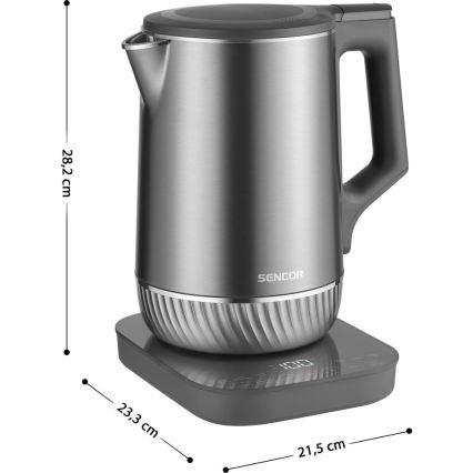 Sencor - Bouilloire électrique à régulation de la température, 1,7 l, 1800 W/230 V, acier inoxydable