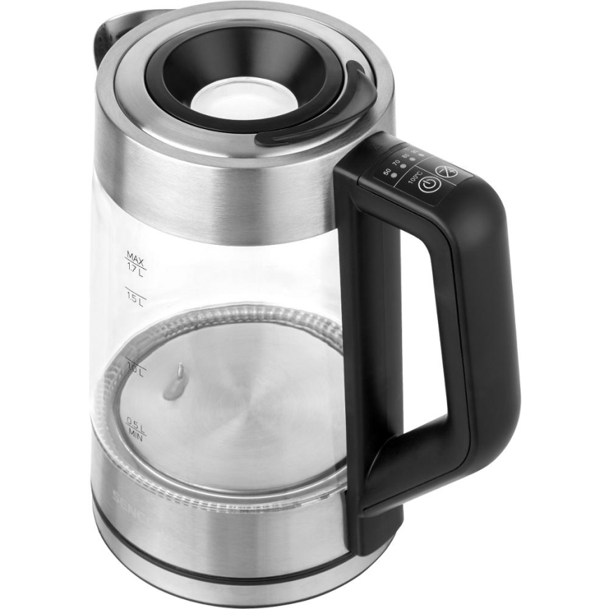Sencor - Bouilloire électrique avec thermorégulation 1,7 l 2200W/230V chrome mat/noir