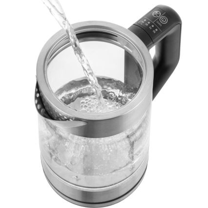 Sencor - Bouilloire électrique avec thermorégulation 1,7 l 2200W/230V chrome mat/noir