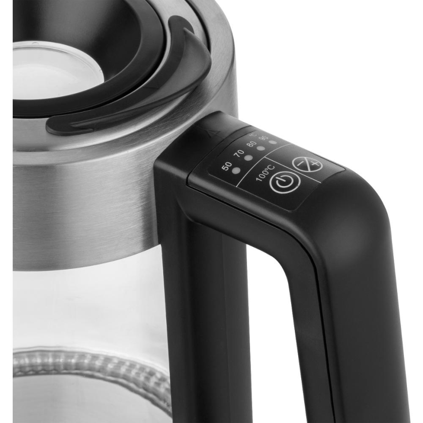 Sencor - Bouilloire électrique avec thermorégulation 1,7 l 2200W/230V chrome mat/noir